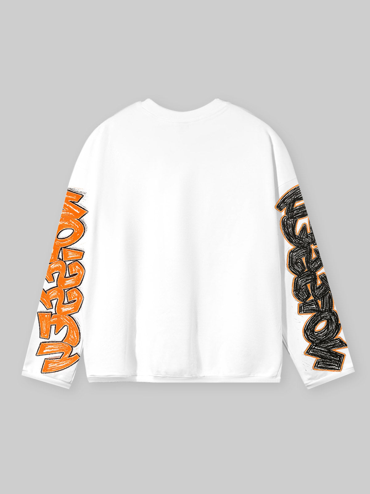 NOISSEY Orange Supercar Graffiti Art DTG Long Sleeve Shirt - White