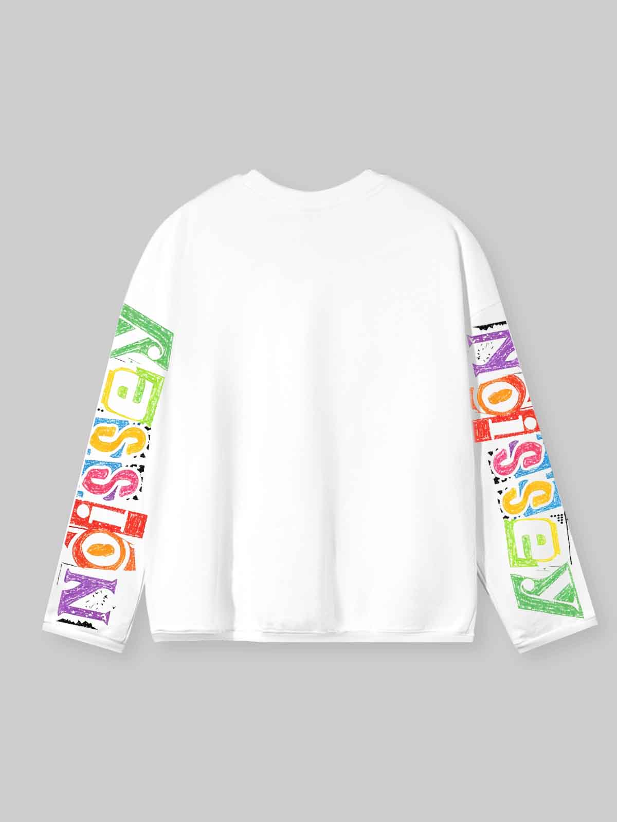 NOISSEY Falling Stars Motorsport Graffiti Art Long Sleeve Tee - White