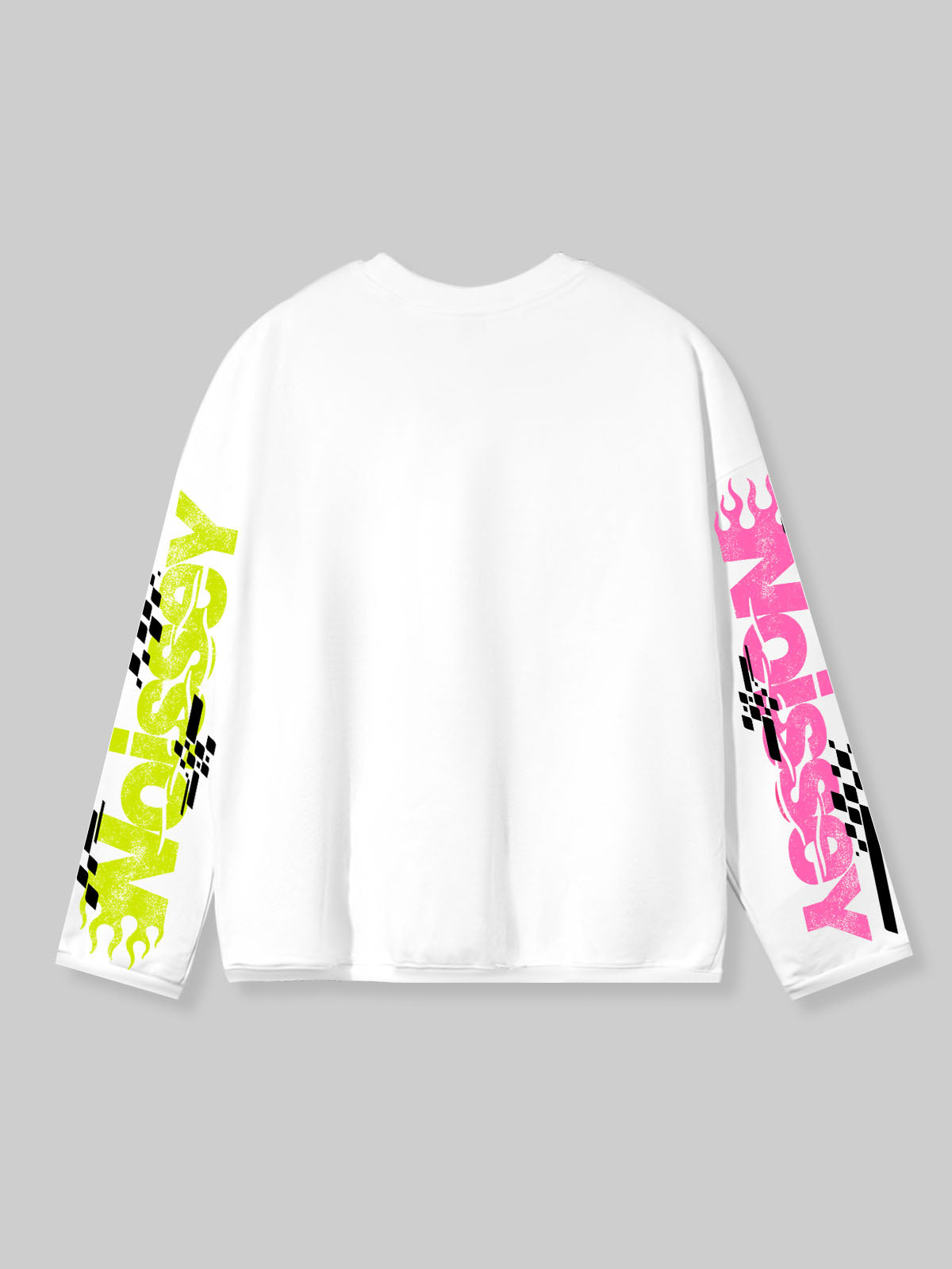 NOISSEY Biker Girl Street Graffiti Long Sleeve Sweatshirt - White
