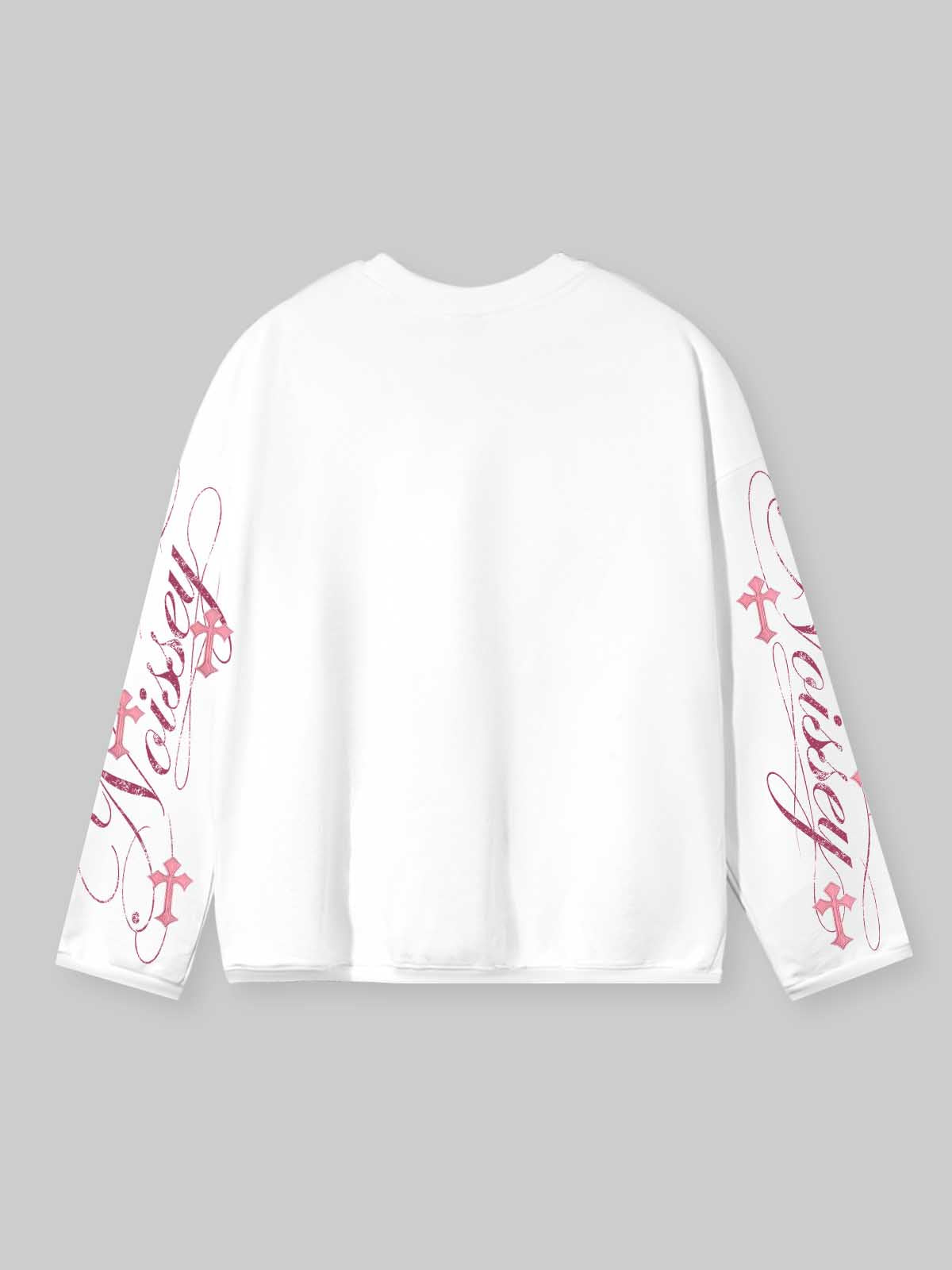 NOISSEY Pink Supercar Flamingo Resort Vibe White Long Sleeve Shirt
