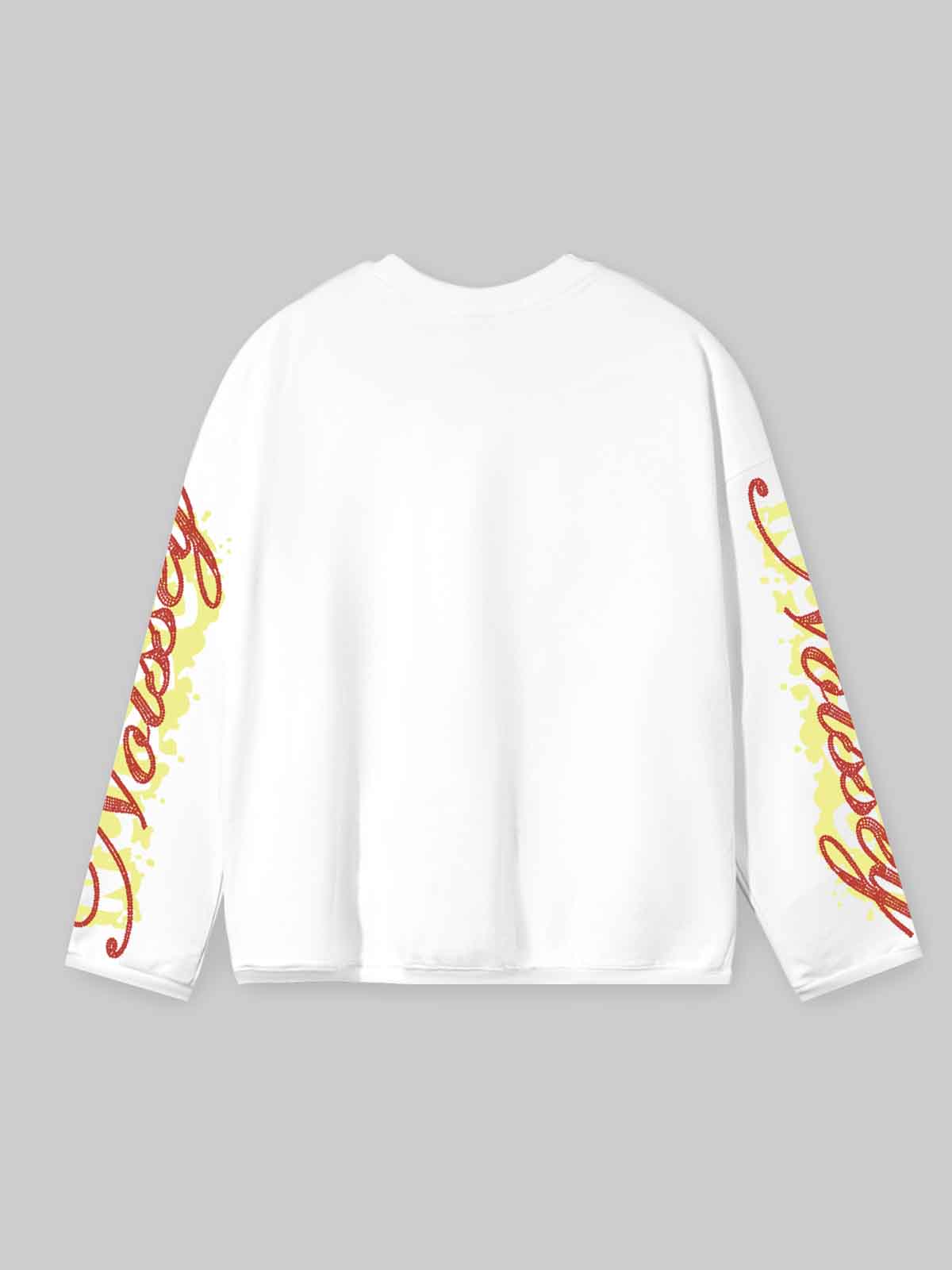 NOISSEY Red Supercar Skater Graphic Crewneck Sweatshirt - White / Black Streetwear
