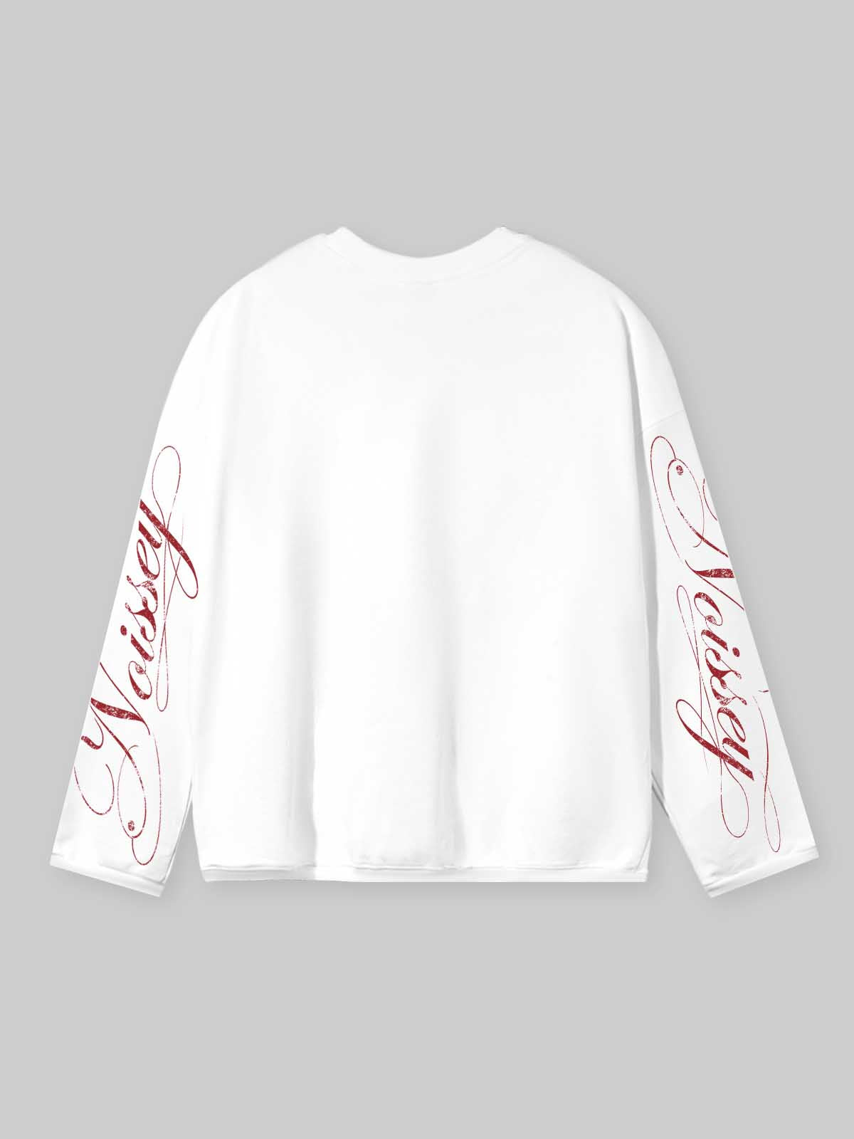 NOISSEY "God Is In Control" Vintage Crimson Angel Oil Painting Graphic Long Sleeve Sweatshirt