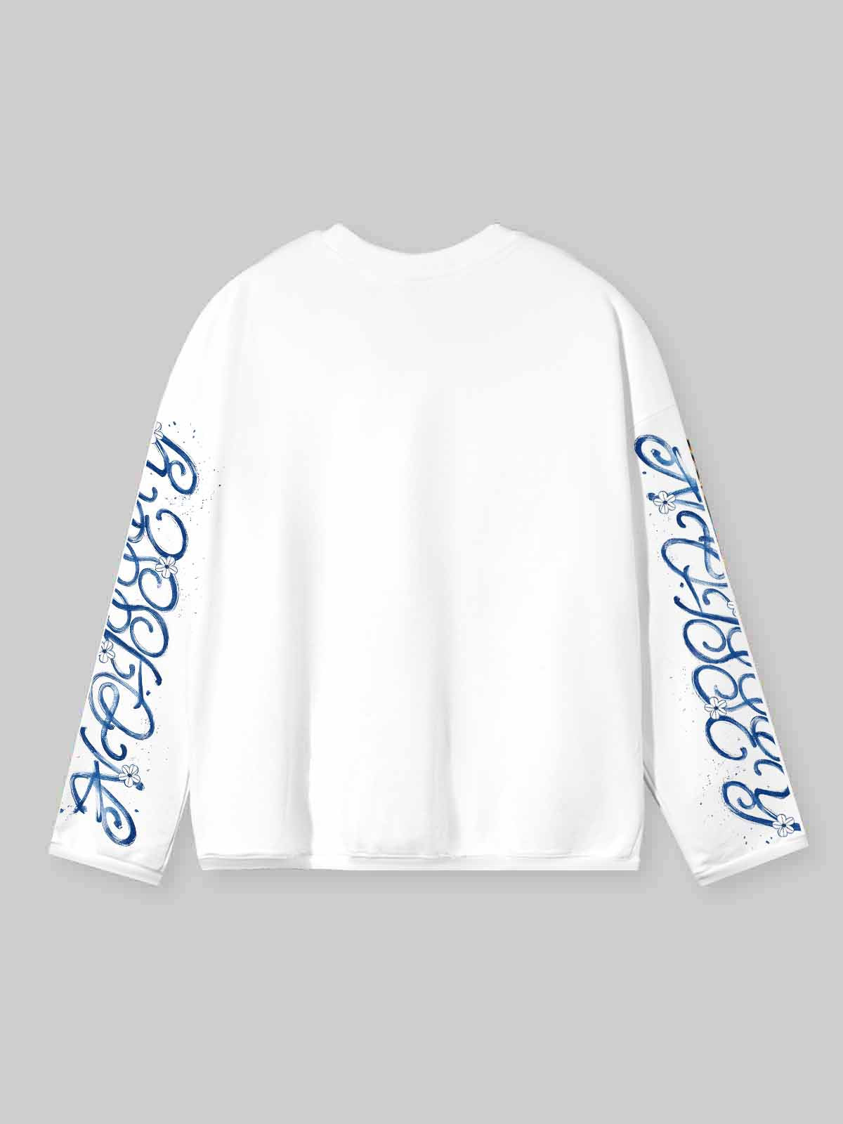 NOISSEY "Vintage Blue" Braided Girl Portrait Long Sleeve Sweatshirt - Off-White