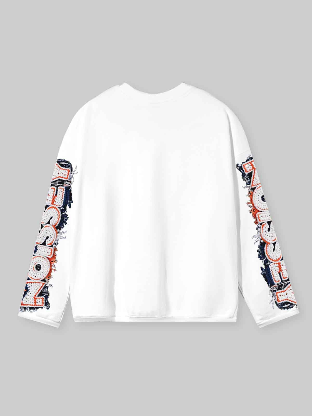 NOISSEY "Bad Boy" Crochet Bucket Hat Printed Graphic Boxy Sweatshirt -  White