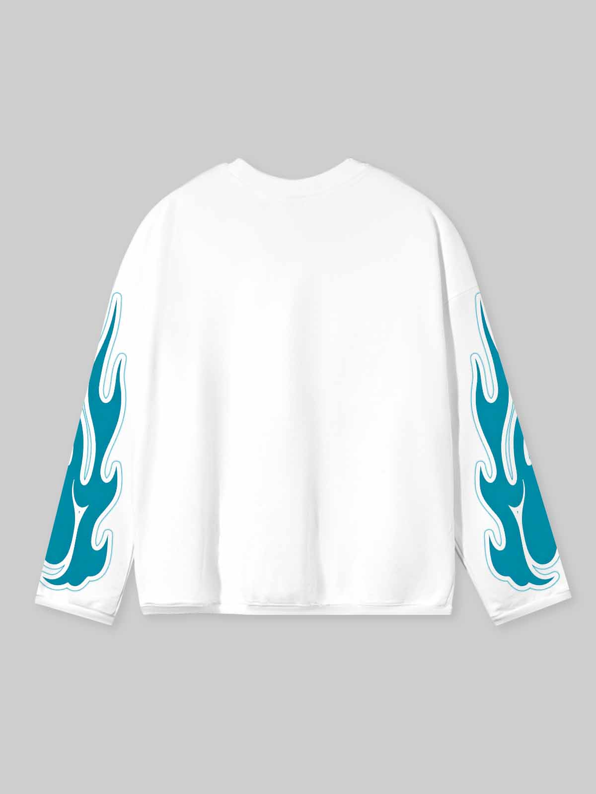 NOISSEY "With God" Blue Flame Graffiti Heavy Long Sleeve Tee - White