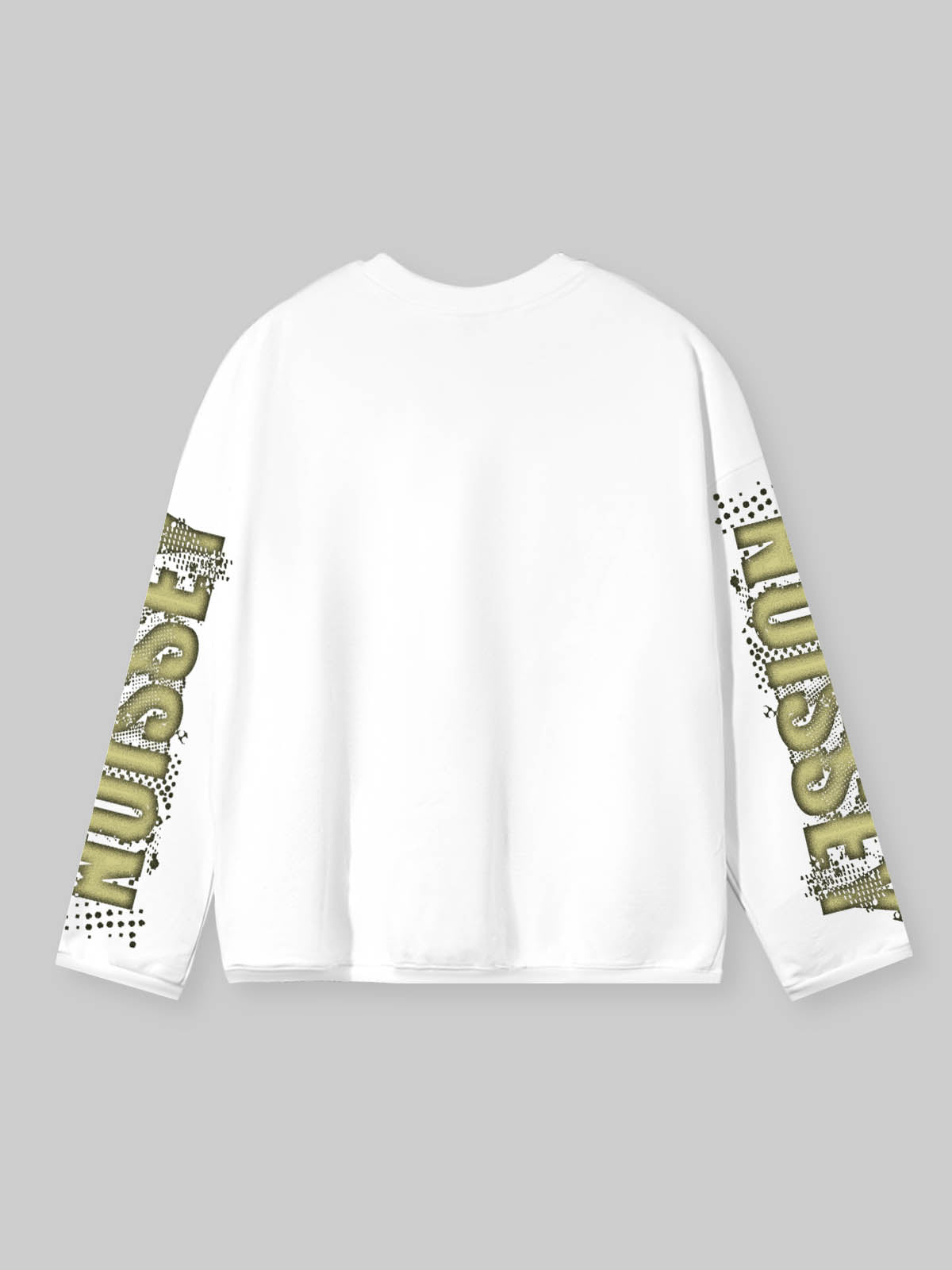 NOISSEY Masked Figure Goggles Graphic Long Sleeve Sweatshirt - White Tactical Streetwear Pullover