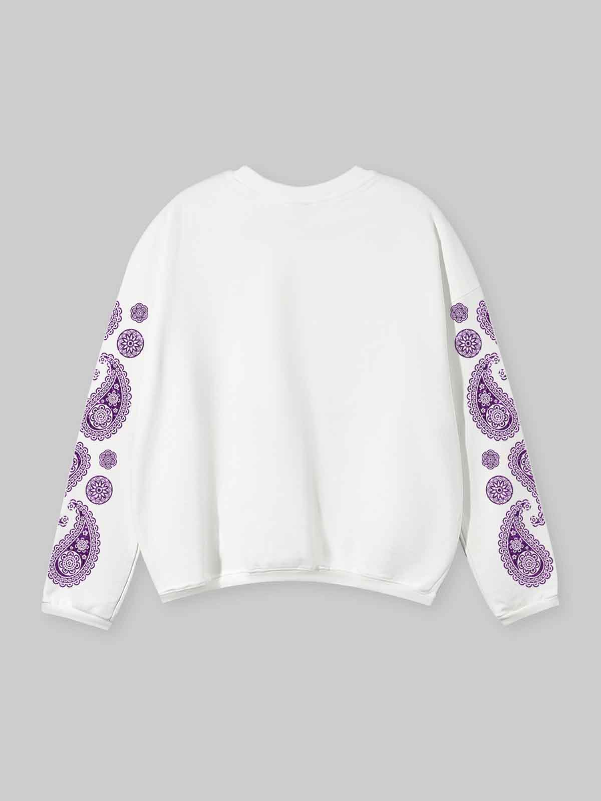 Purple Paisley Prints Headscarf Character Air-Layer Reversible Long Sleeve