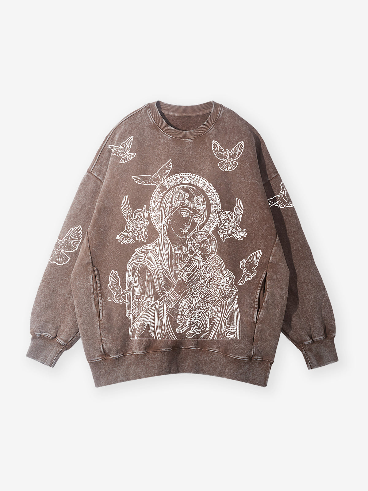UNKNOWN ALLURE© Madonna and Child Contour Plaster Style 350G Sweatshirt
