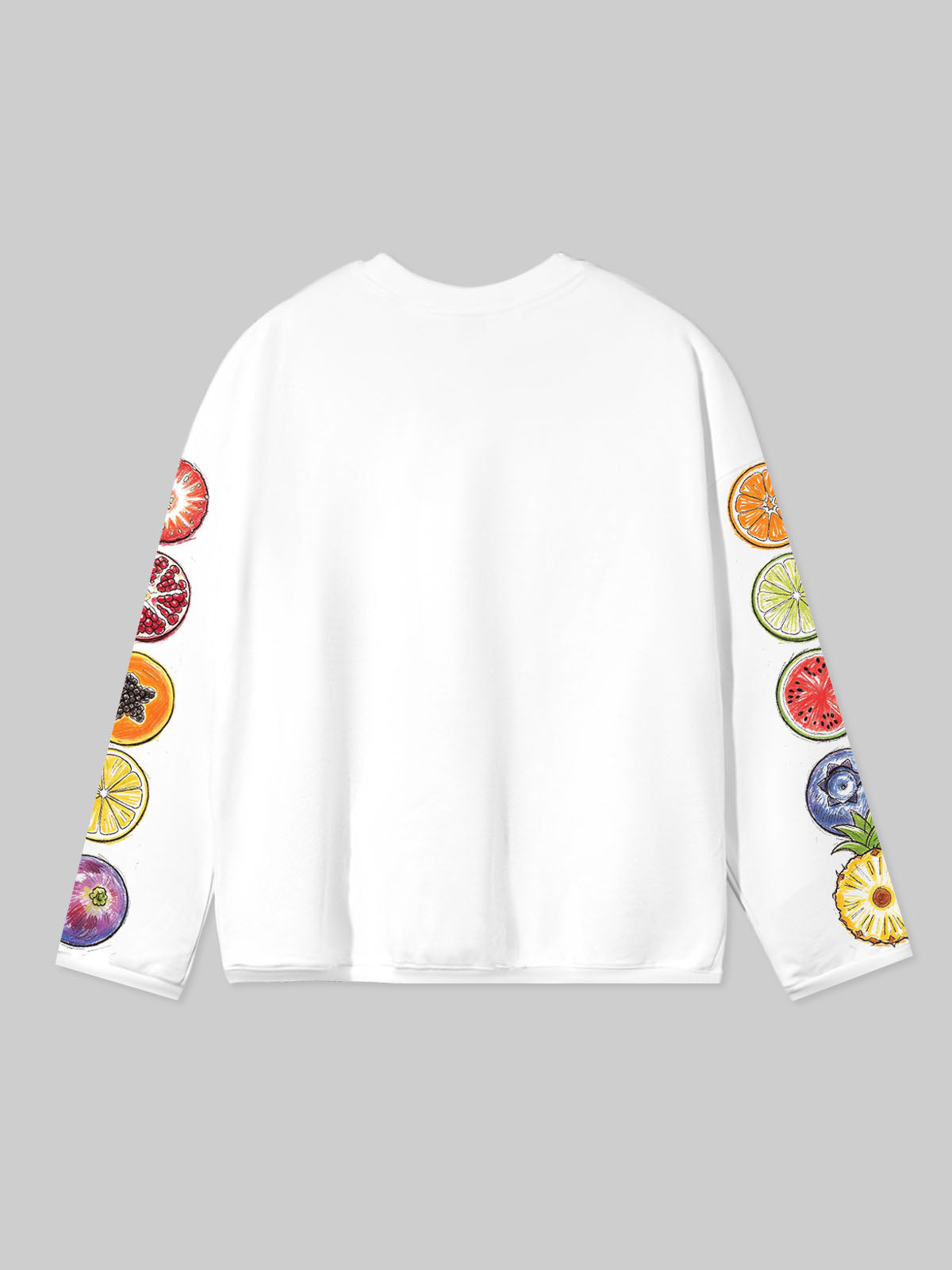 NOISSEY "High Speed" Sports Car &amp; Tropical Fruit Collage White Crewneck Sweatshirt