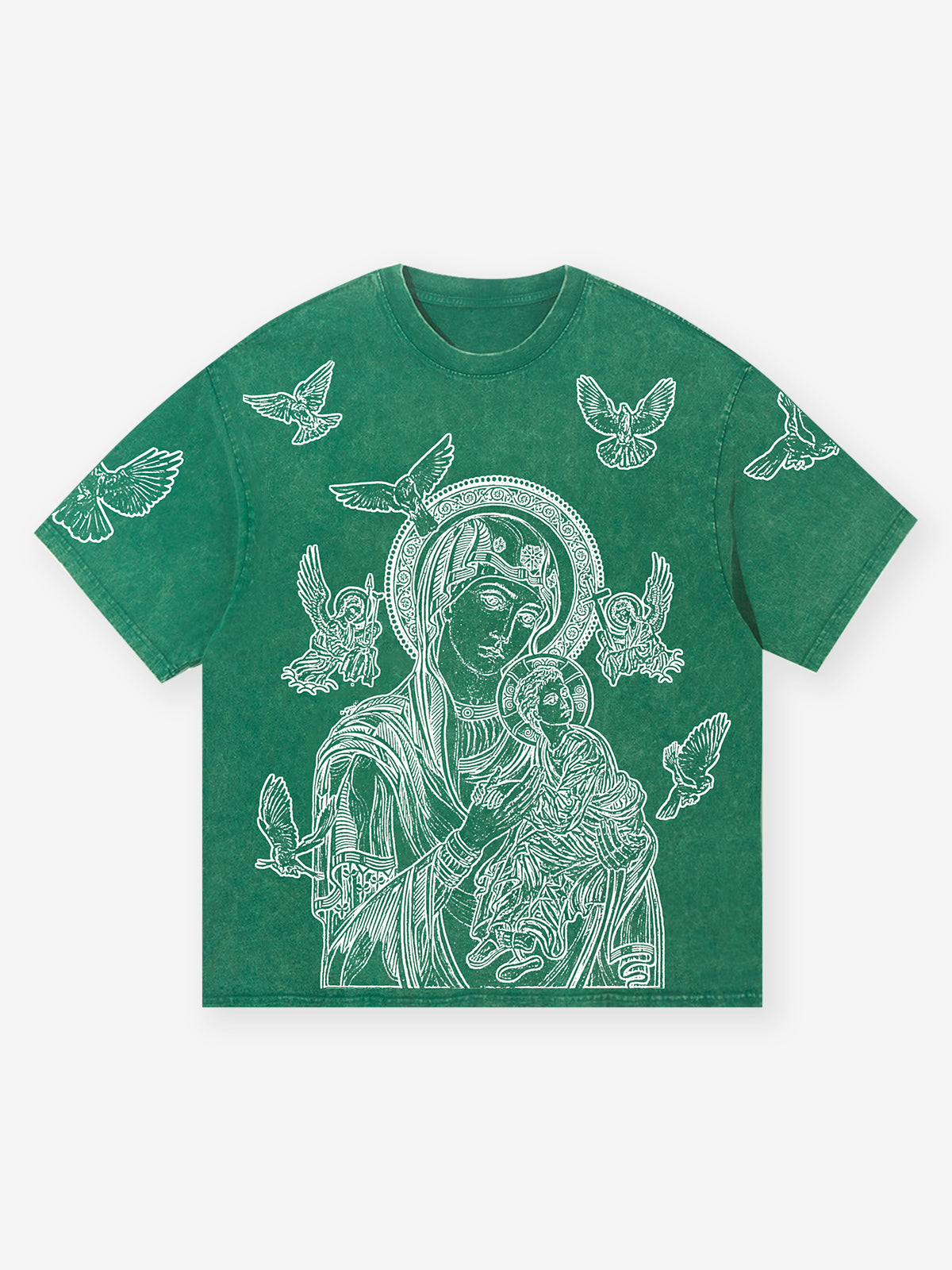 UNKNOWN ALLURE© Madonna and Child Contour Plaster Style 300G Washed T-Shirt