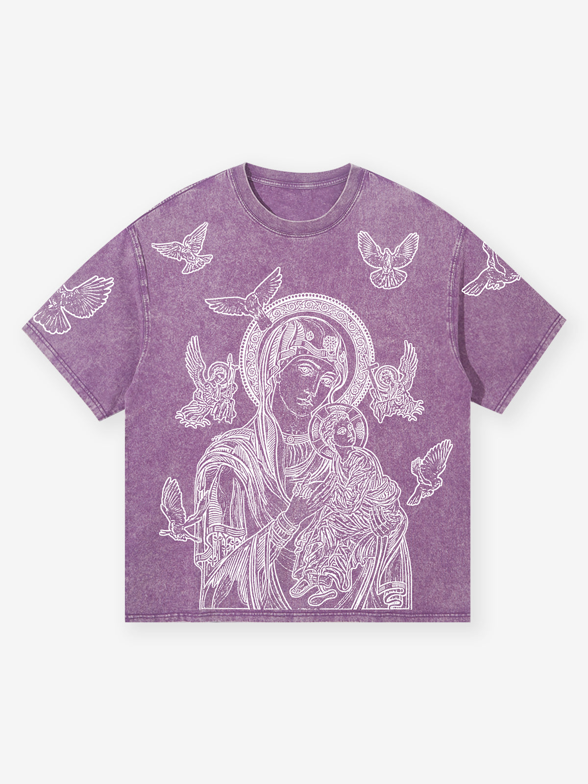 UNKNOWN ALLURE© Madonna and Child Contour Plaster Style 300G Washed T-Shirt