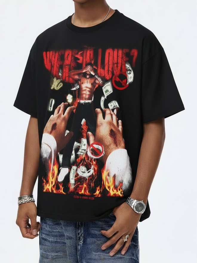 NOISSEY Where Is Love? Dark Graphic T-Shirt - Jet Black