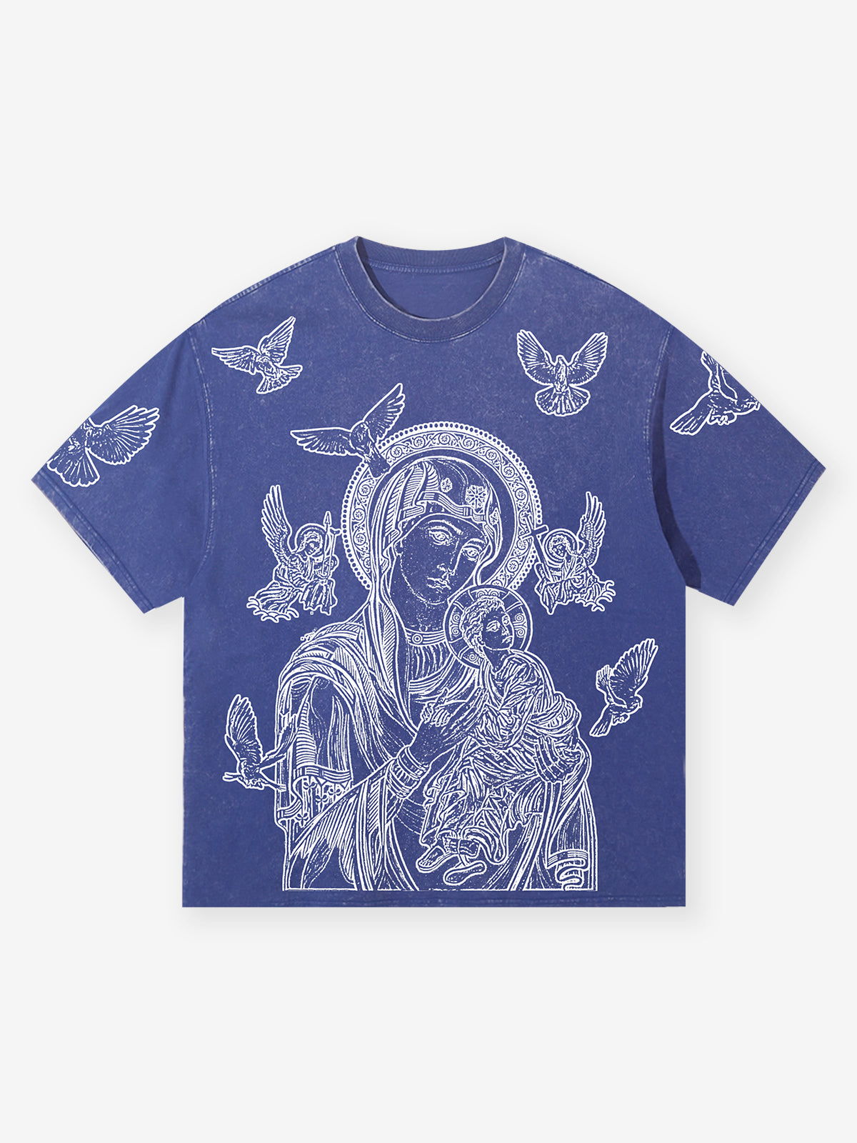 UNKNOWN ALLURE© Madonna and Child Contour Plaster Style 270G Washed T-Shirt