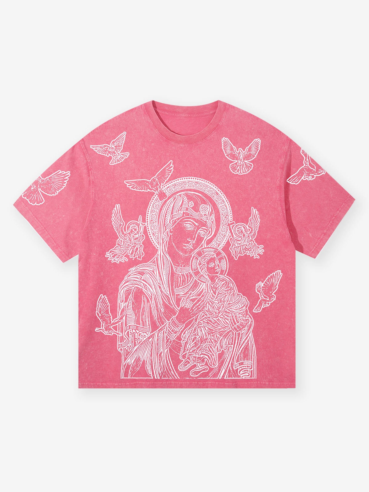 UNKNOWN ALLURE© Madonna and Child Contour Plaster Style 230G Washed T-Shirt