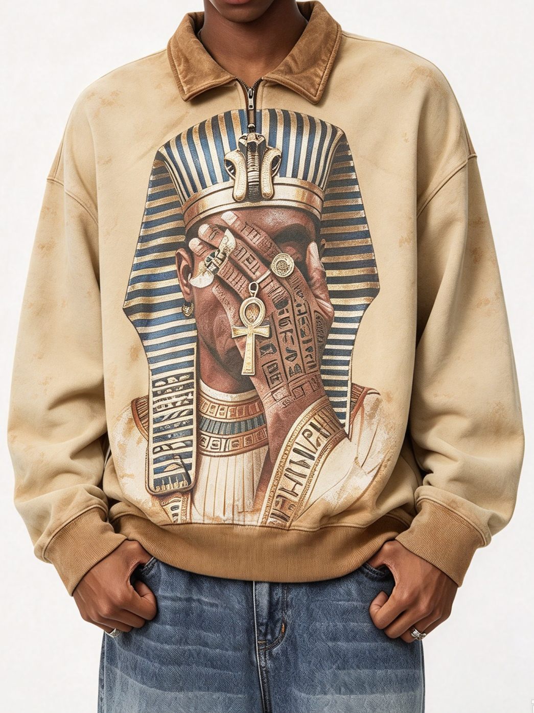 NOISSEY Pharaoh Legacy Vintage Quarter-Zip Long Sleeves - Streetwear Pullover