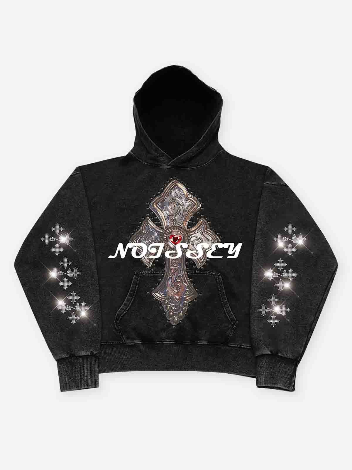 Diamond Cross Print Pullover 350g Hoodie