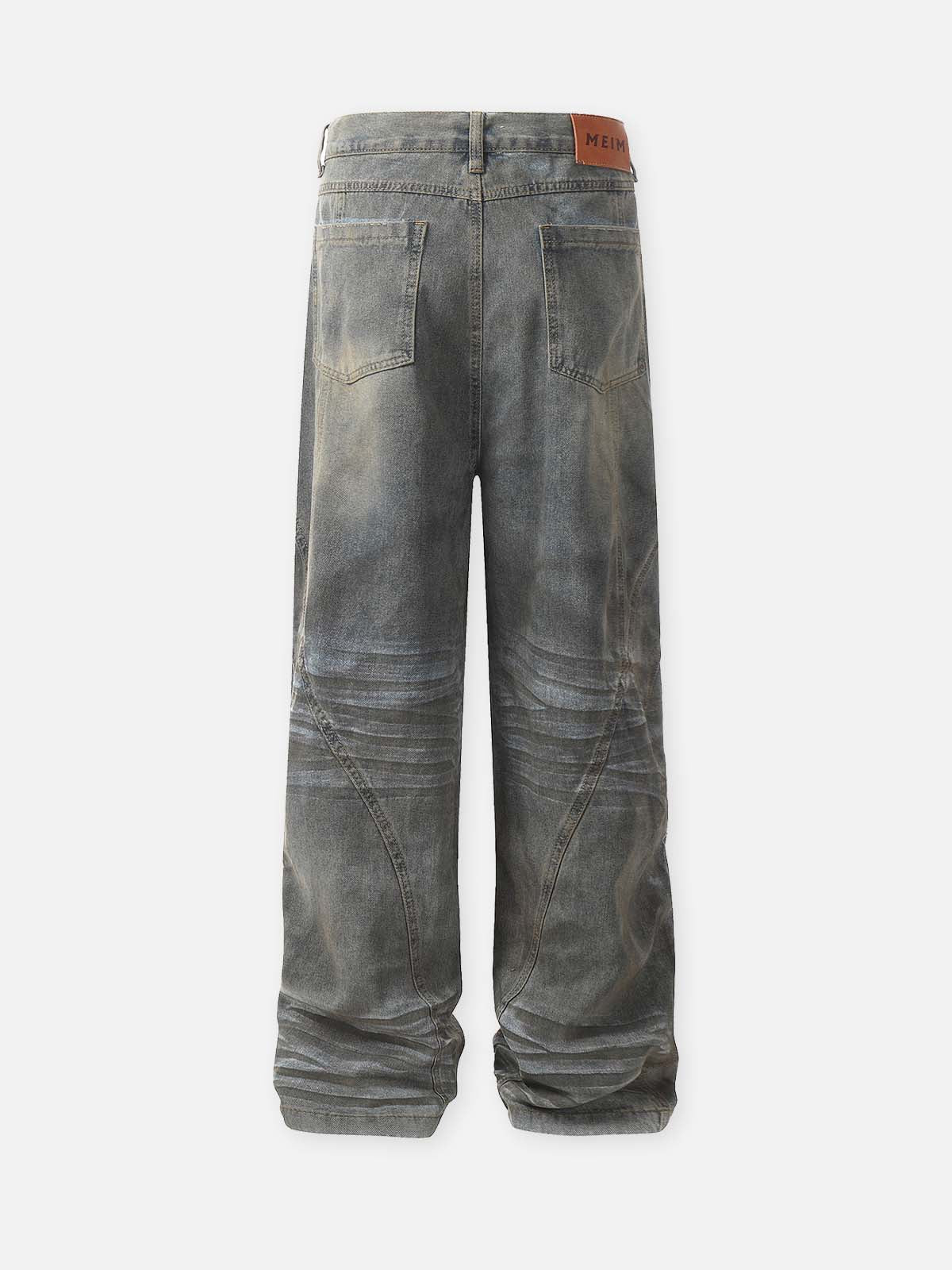 Water-Washed Distressed Vintage Denim Jeans