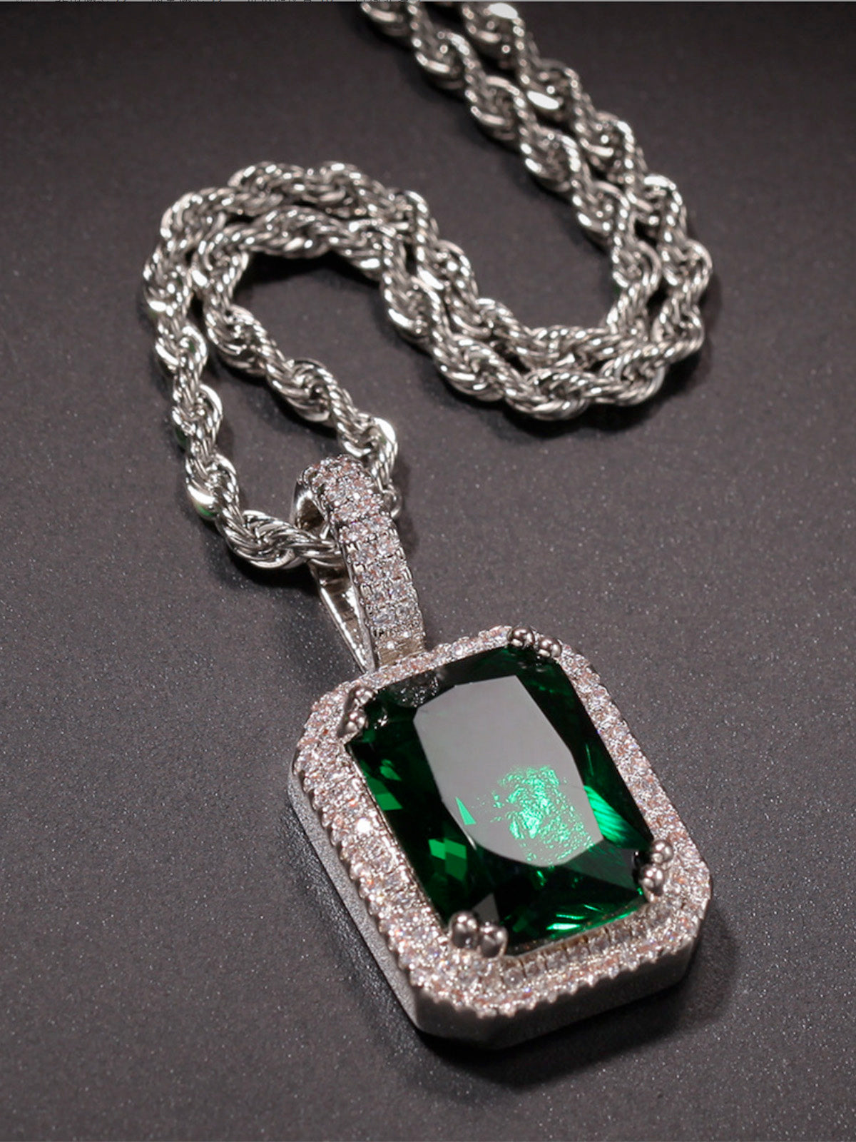 Fluorescent square gemstone Necklace