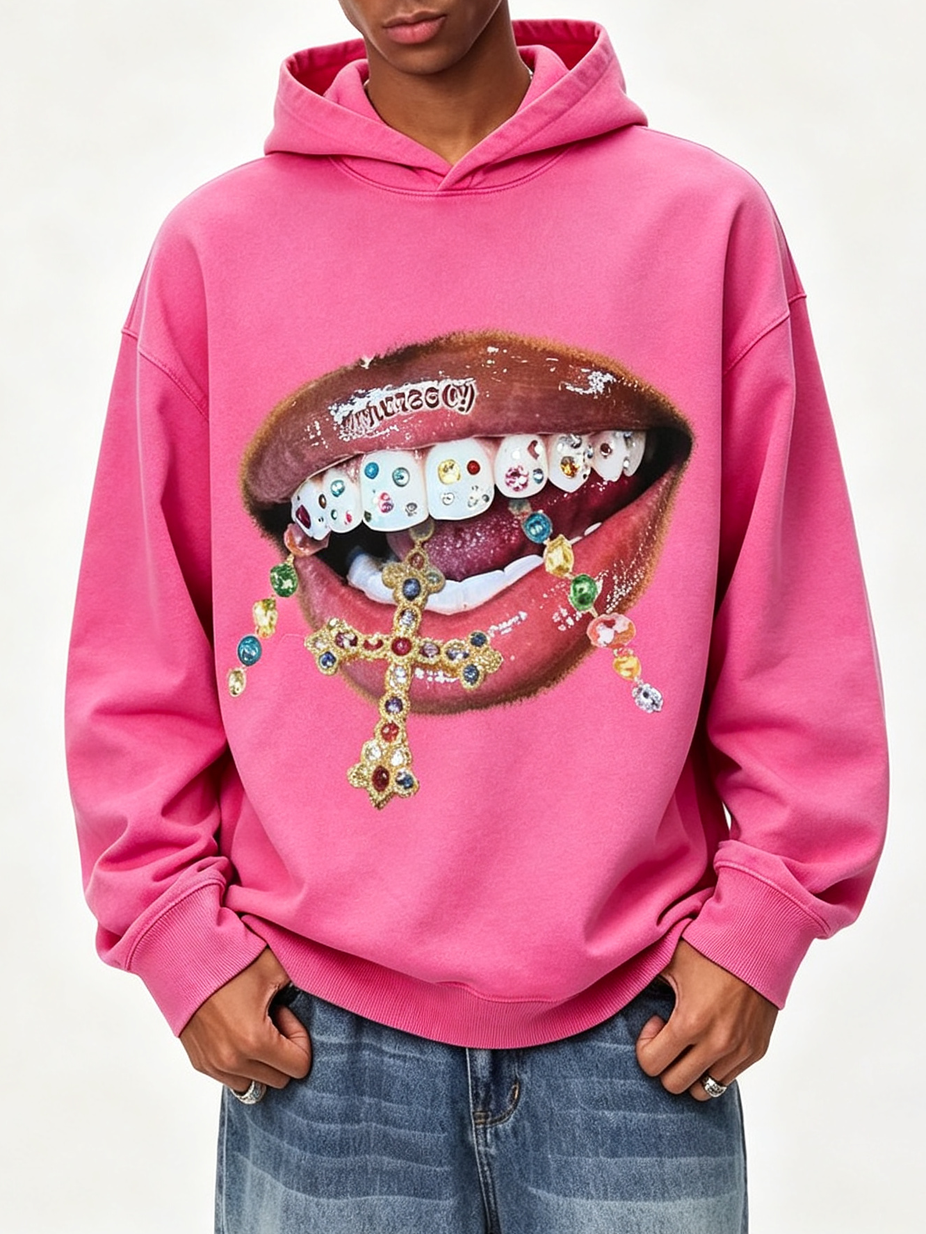 NOISSEY Vintage Wash "Diamond Cross Grillz" Heavyweight Hoodie (425g)