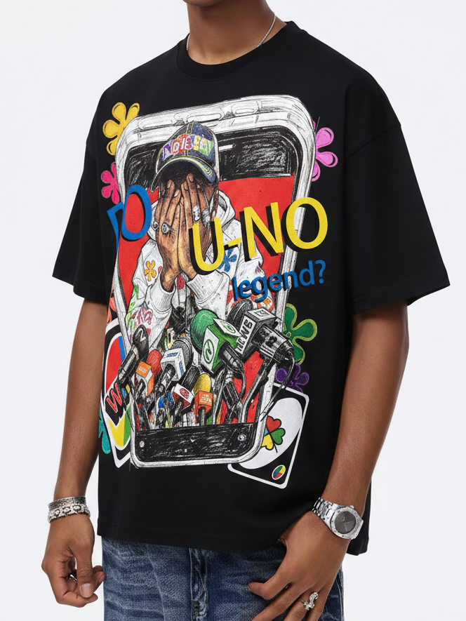T-shirt NOISSEY con grafica graffiti “DO U-NO legend?” - Nero / Bianco sporco