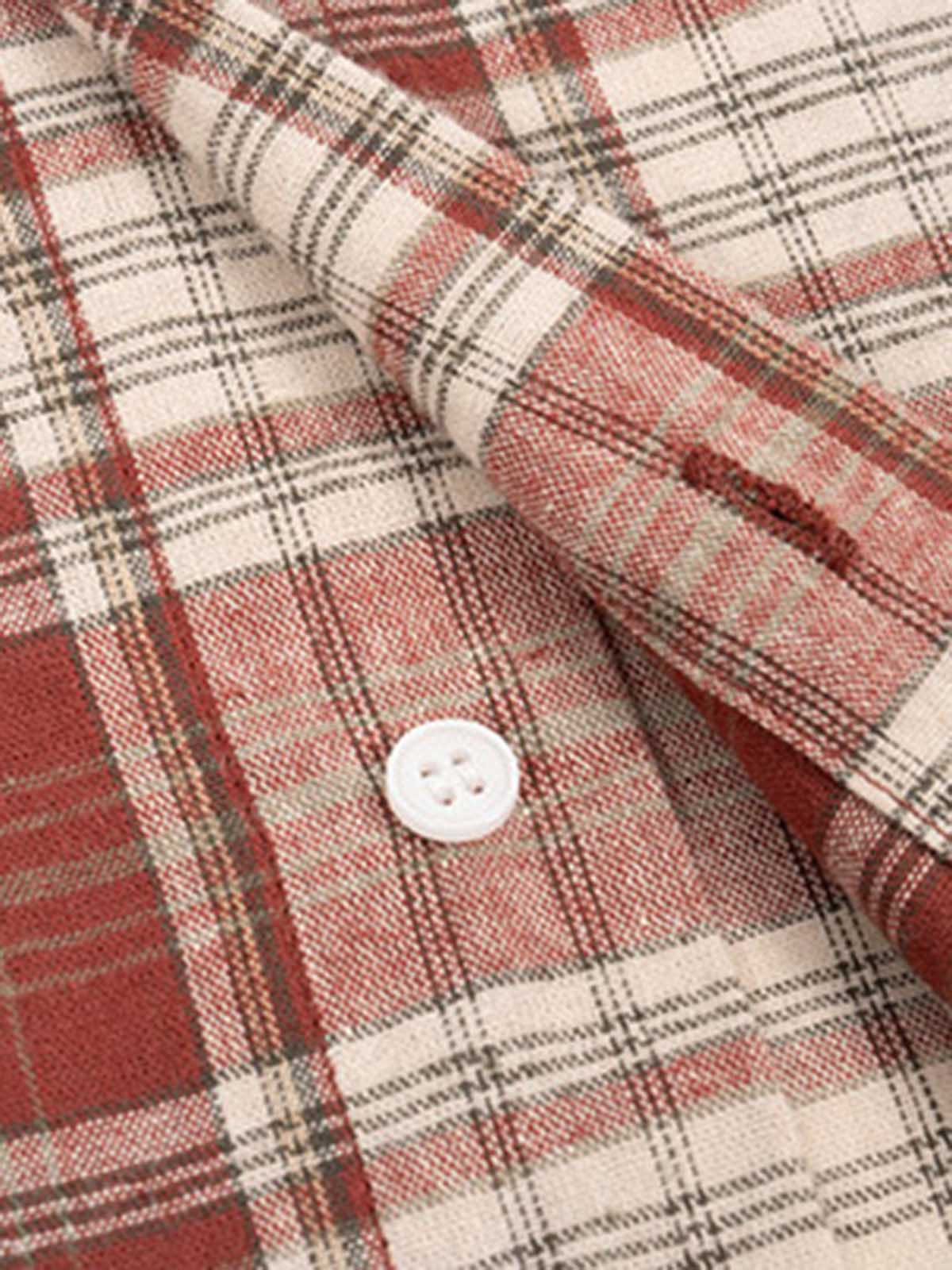 NOISSEY "Gothic Rosary" Hot-Fix Plaid Short-Sleeve Shirt - Red