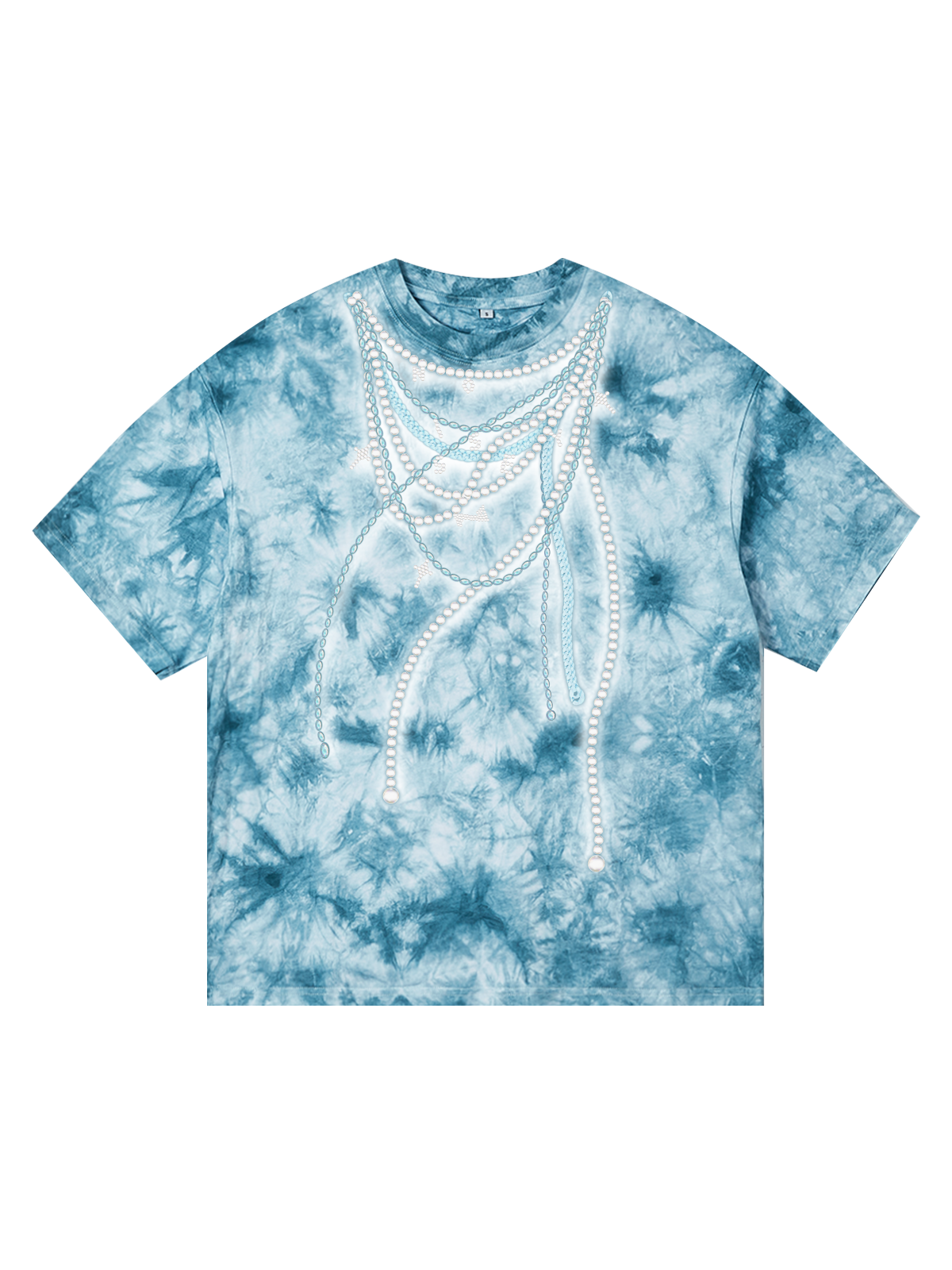 BOUNCE BACK© High Weight Tie-Dye Pearl Sky Blue Print T-shirt