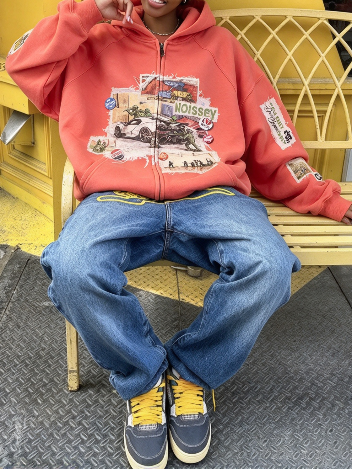 NOISSEY Toy Soldier Graphic Heavyweight Full-Zip Hoodie - Orange