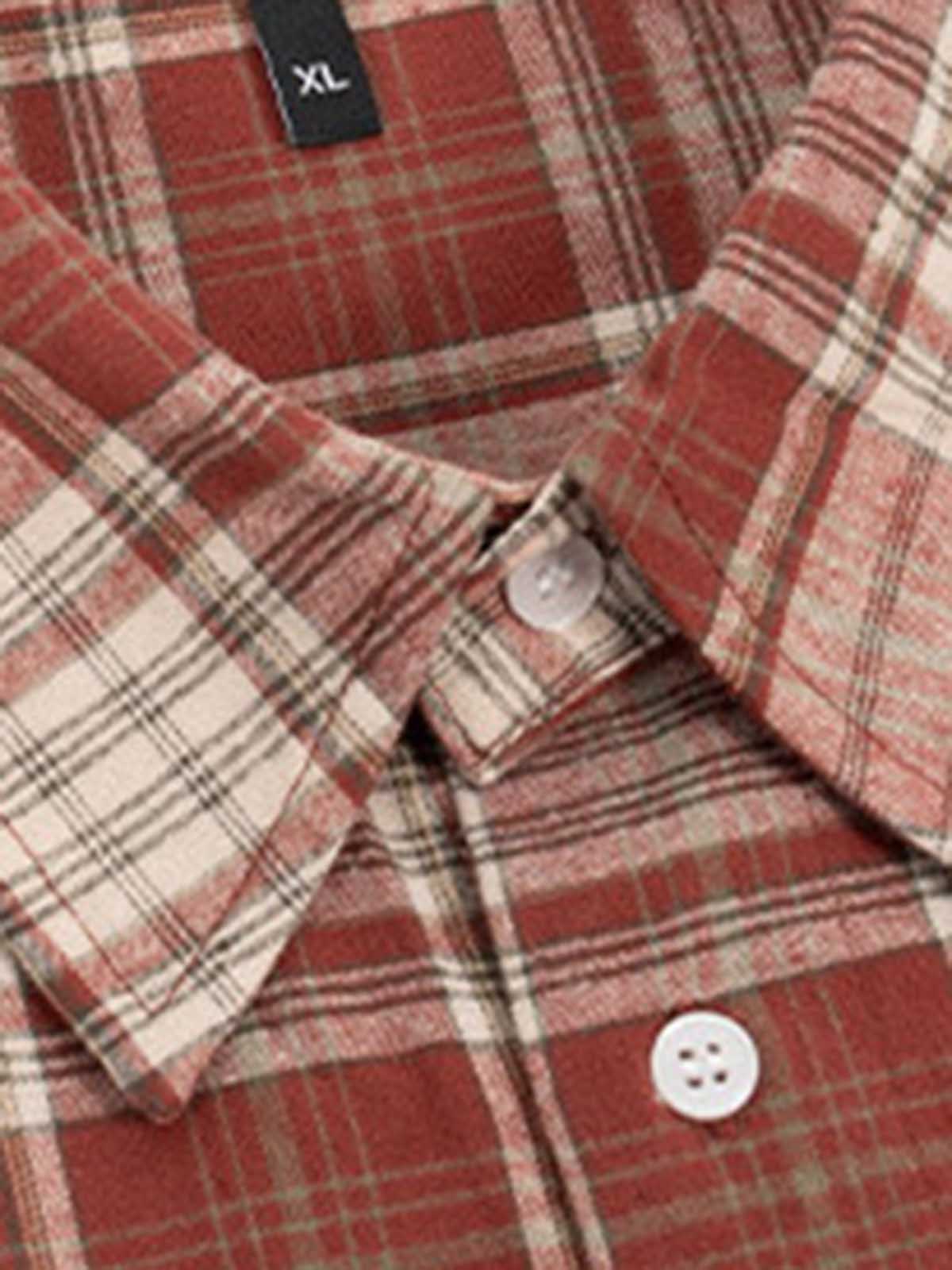 NOISSEY "Gothic Rosary" Hot-Fix Plaid Short-Sleeve Shirt - Red