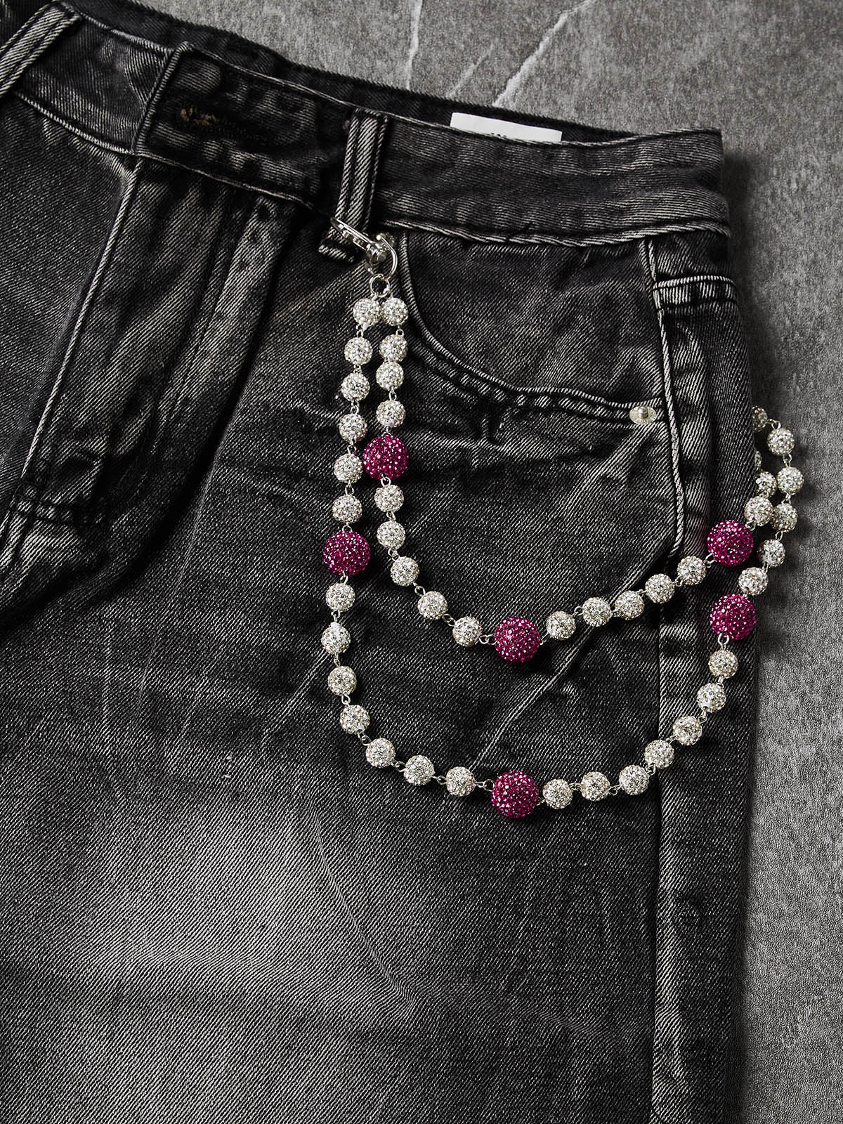 NOISSEY Wash Black Denim Shorts - DIY Chain Combo
