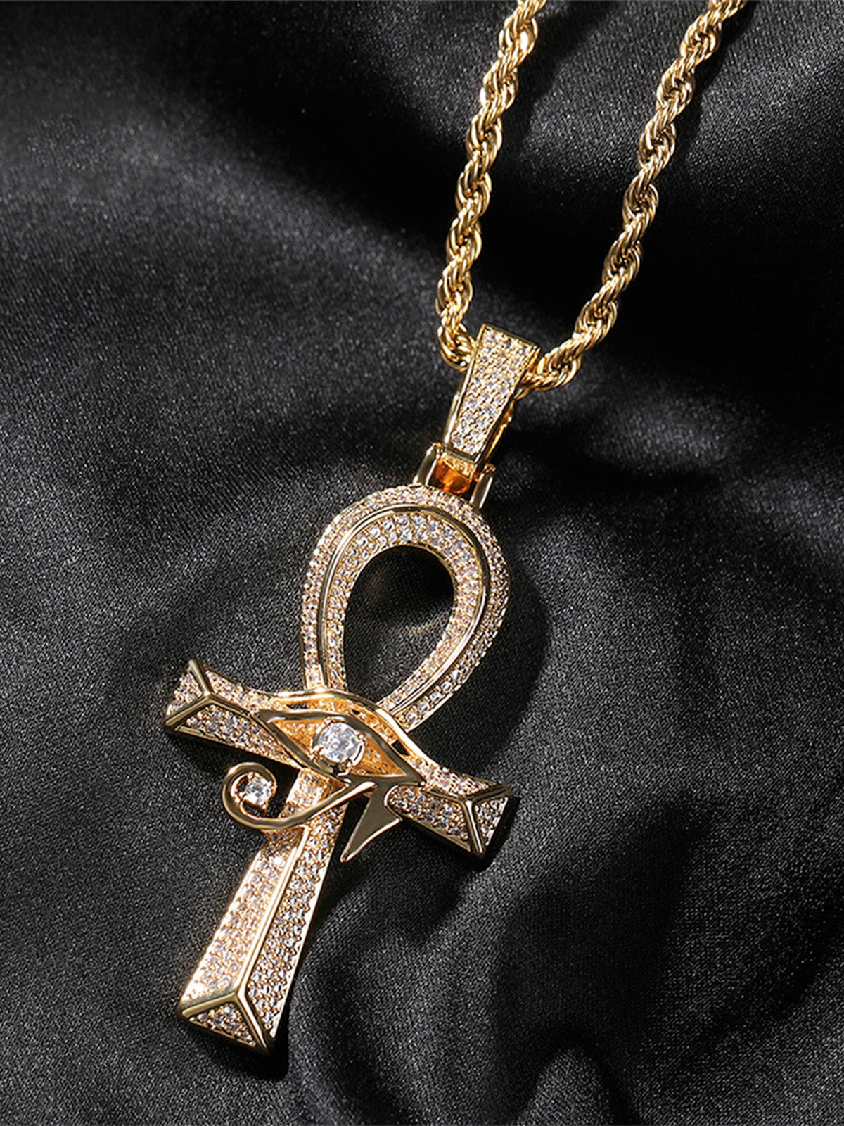 Horus Eye Cross Diamond Necklace