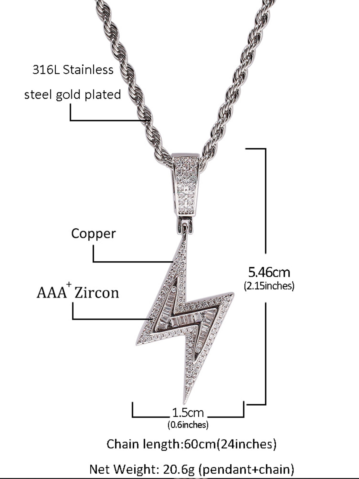 Unique lightning pendant Necklace