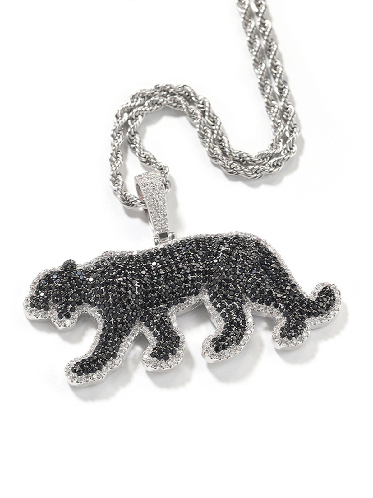 Black Diamond-Set Leopard Necklace