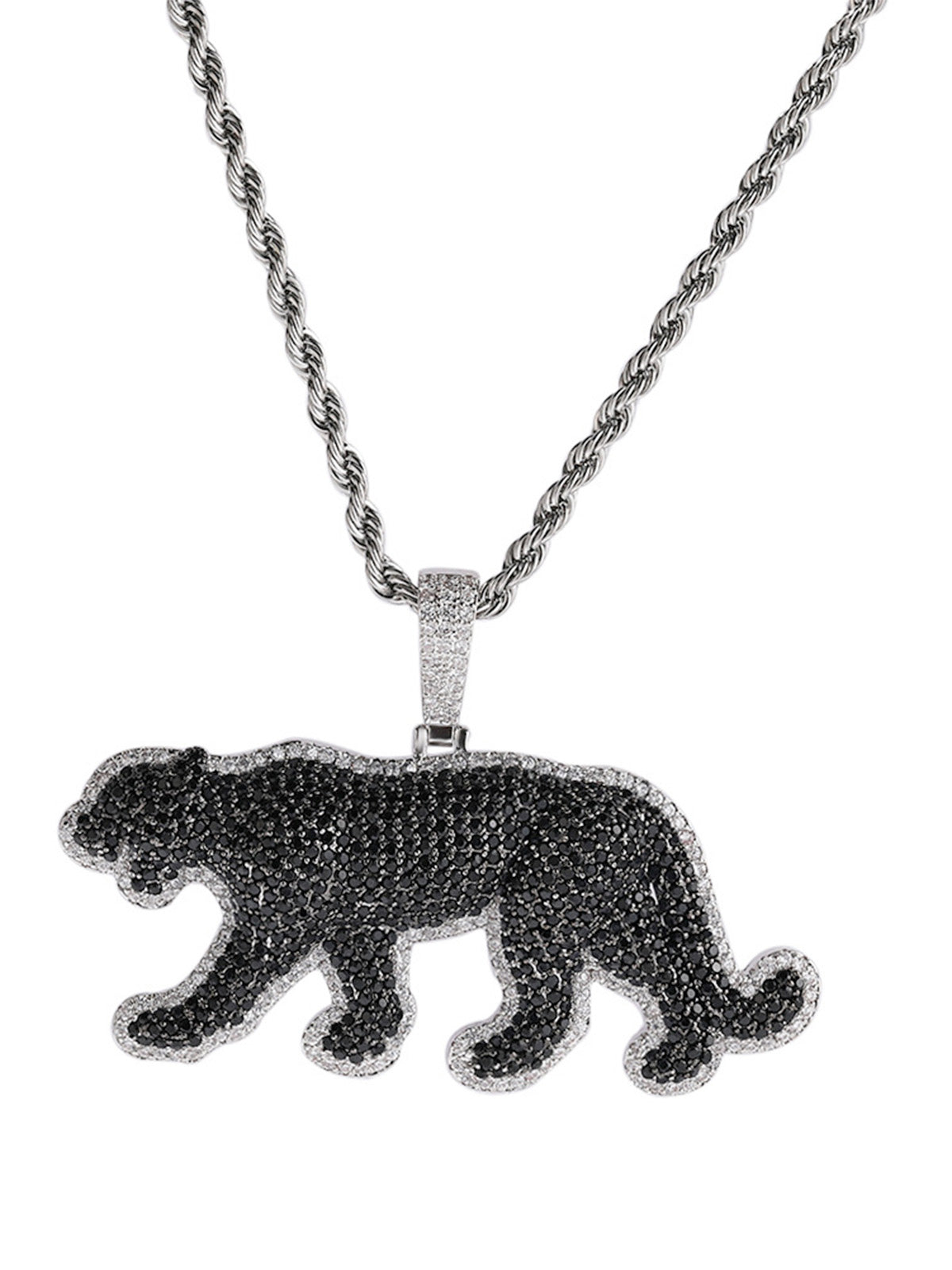 Black Diamond-Set Leopard Necklace