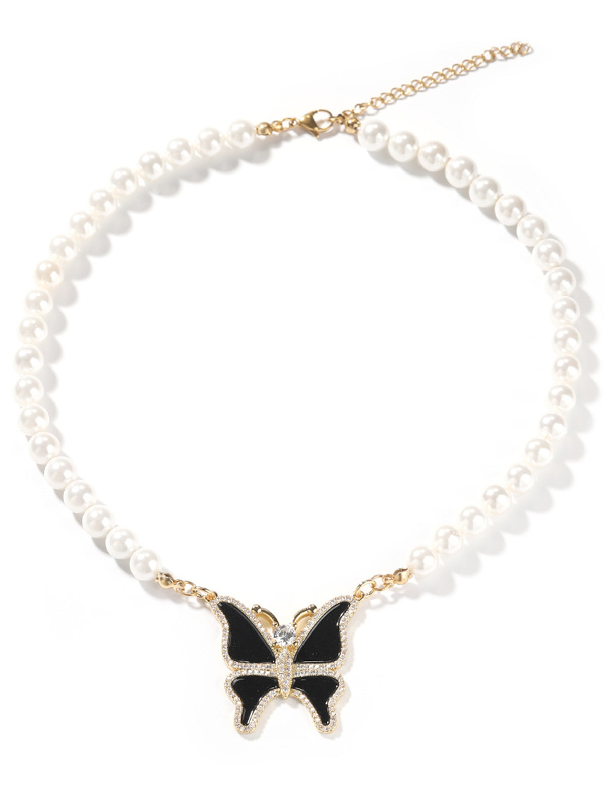 Collier Papillon Perle et Diamant 