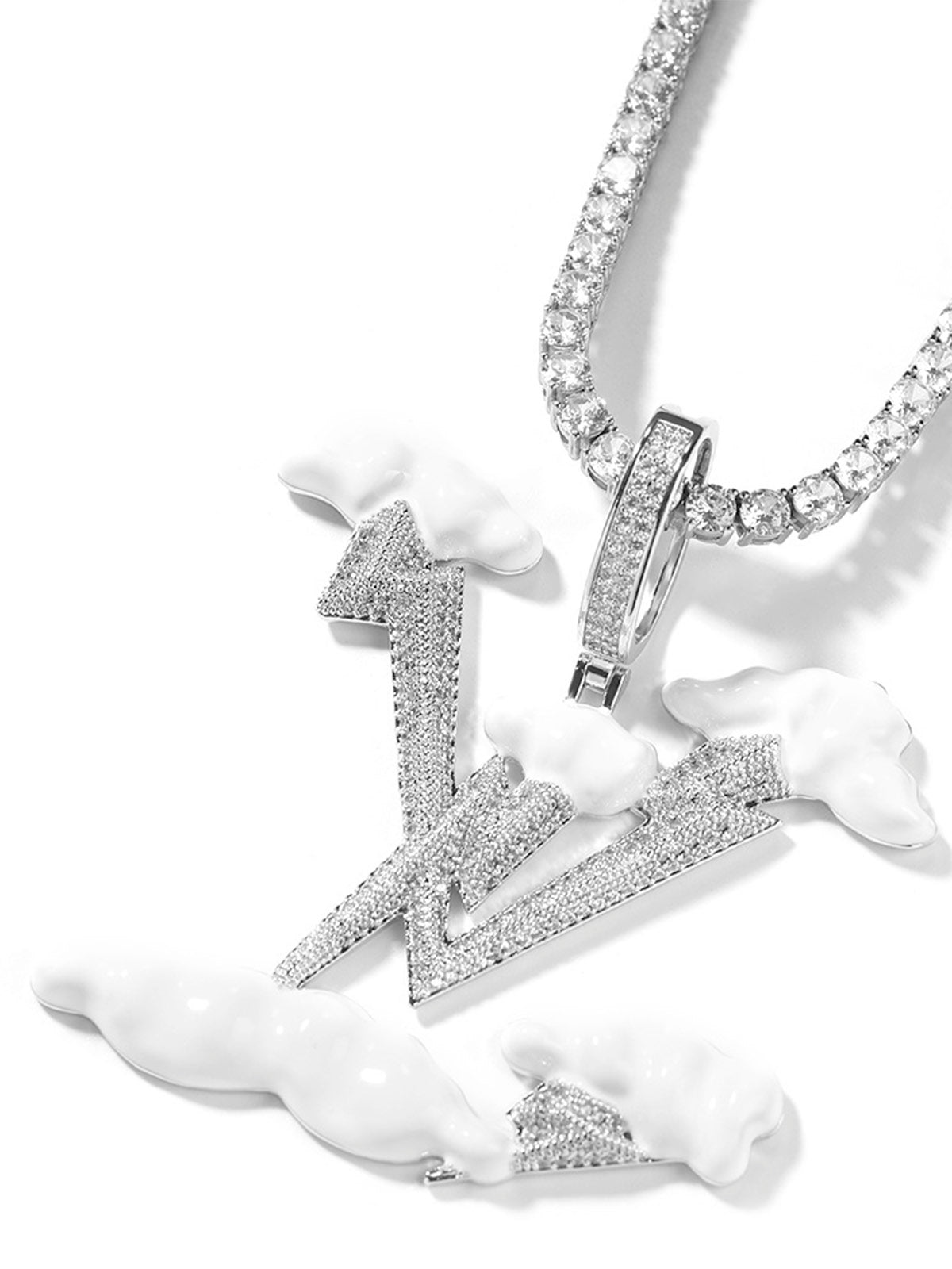 Lightning Cloud Luxury Initial Diamond Necklace