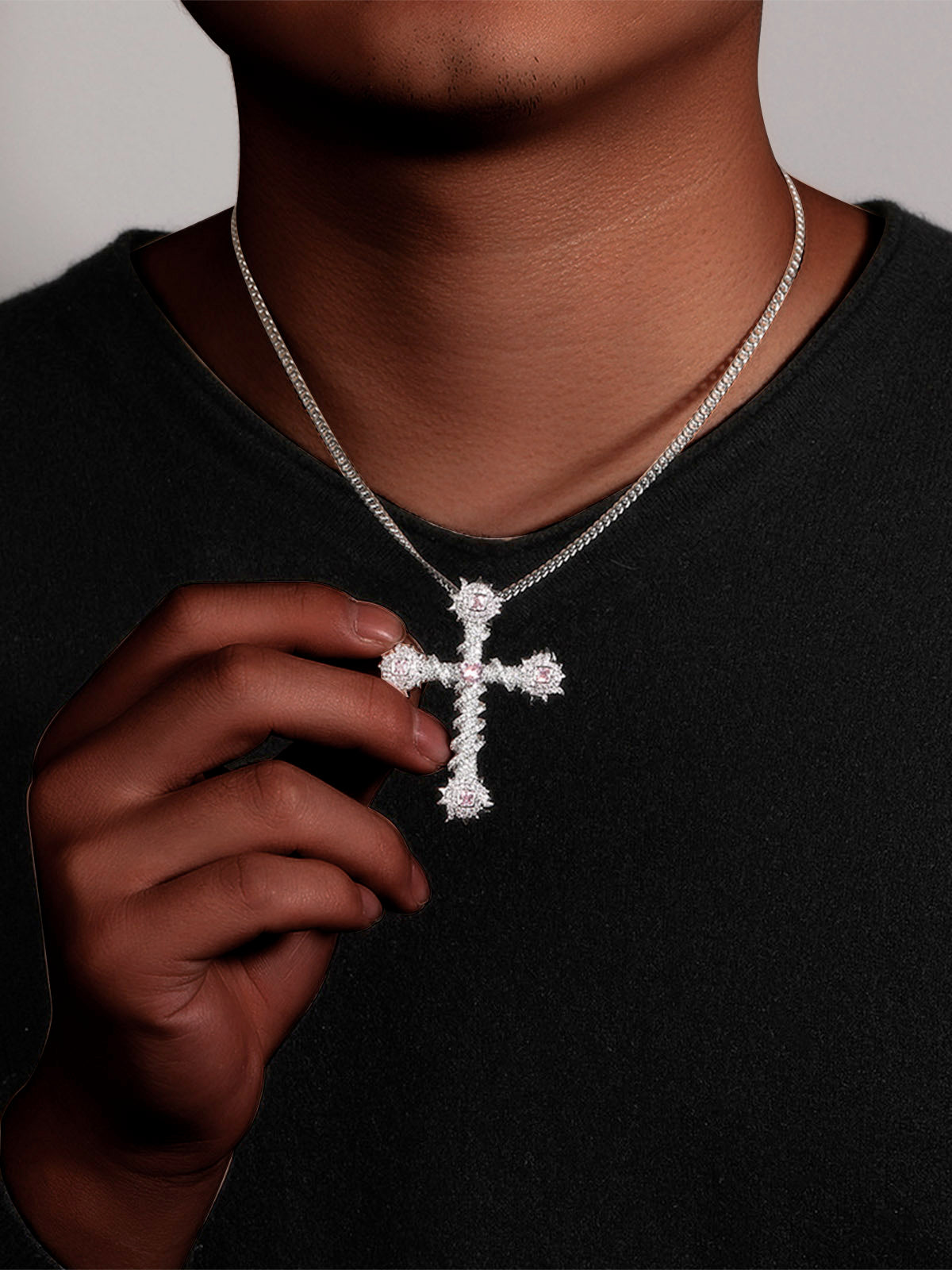 Cross Purple Diamond Necklace