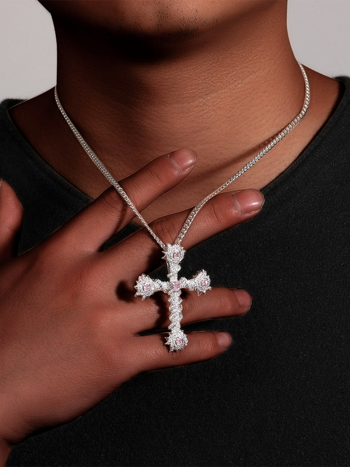 Cross Purple Diamond Necklace