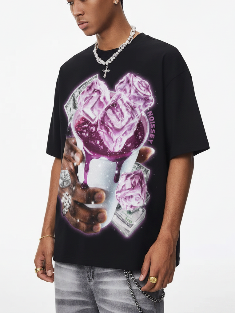 NOISSEY "Frozen Cash" Double Cup Ice-Block Money Graphic Boxy Tee