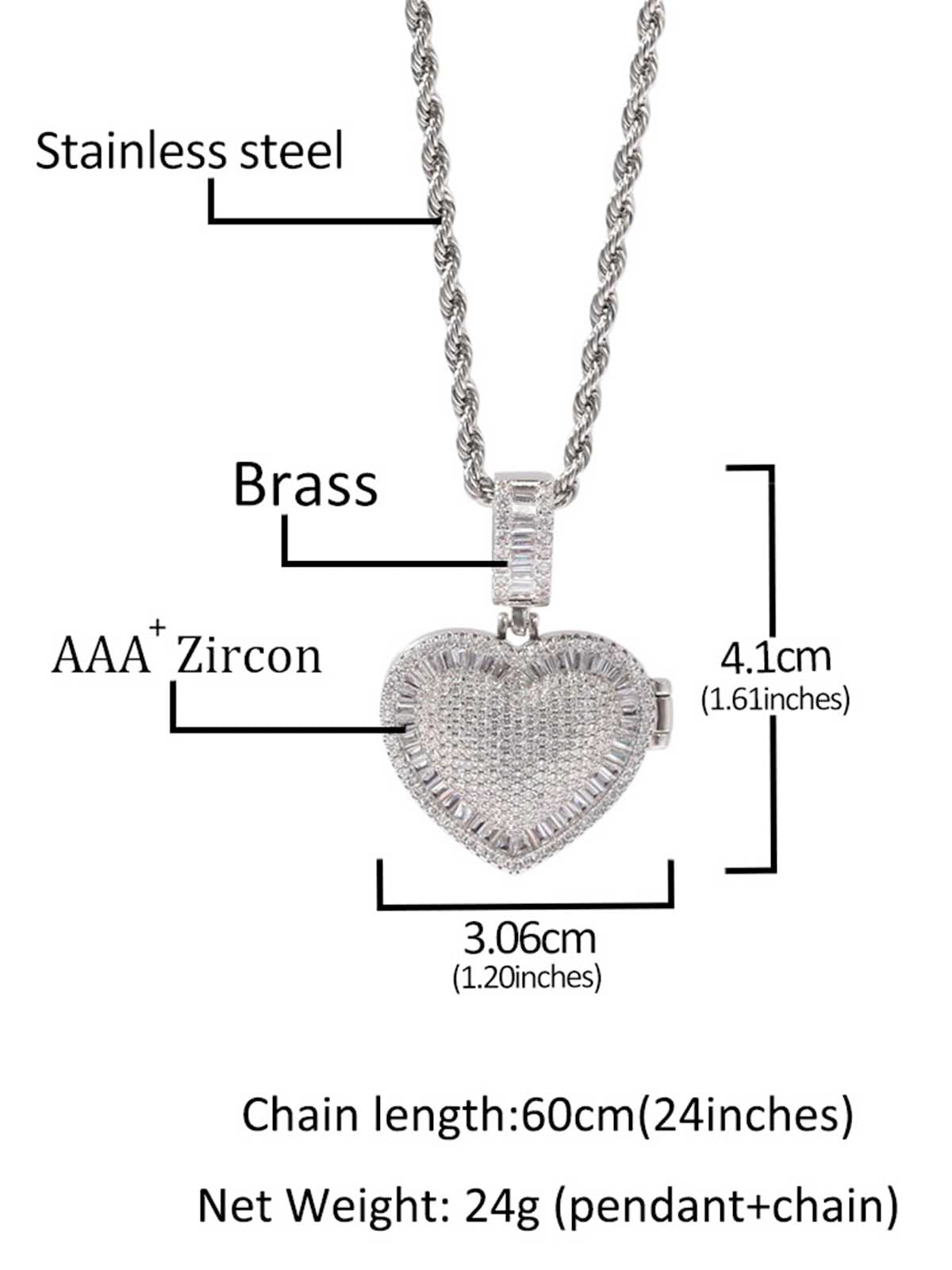 Flip-cover heart photo frame pendant necklace