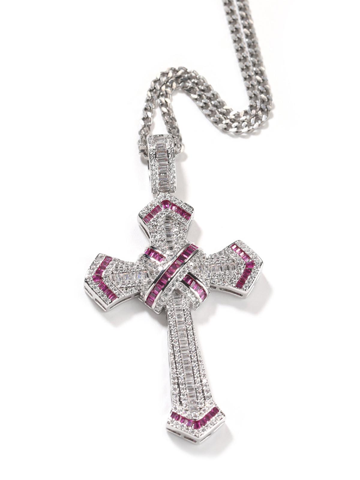 Cross Pendant Copper-Inlaid Zircon Necklace