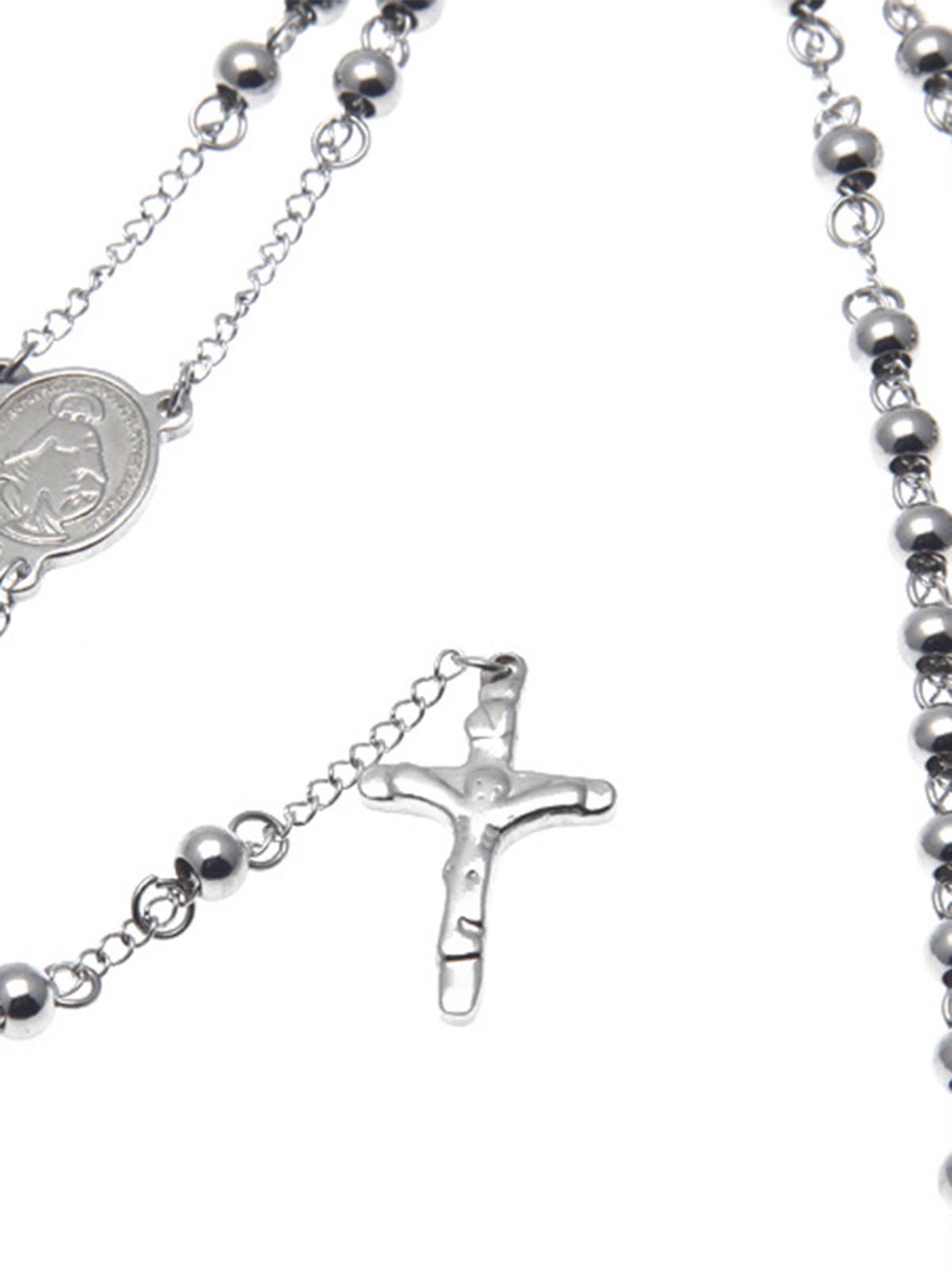 6mm HipHop Rosary Stainless Steel Bead Necklace