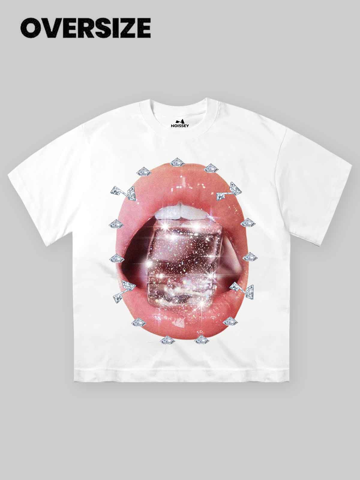 Glittery Summer Ice Lip Print T-shirt