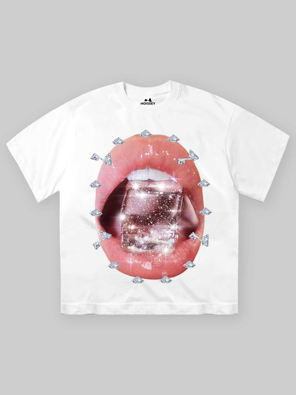 Glittery Summer Ice Lip Print T-shirt