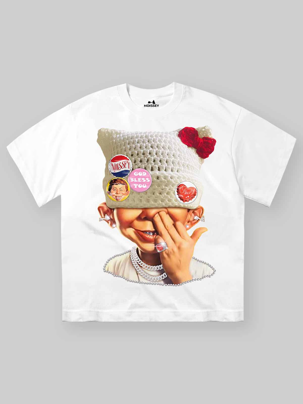 Badge DIY! bad boy's woolen hat print T-shirt