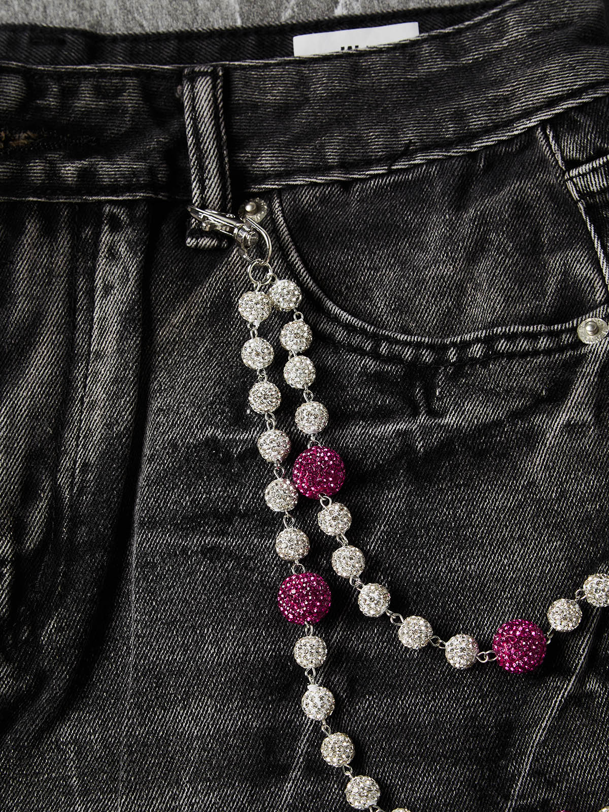 NOISSEY Wash Black Denim Shorts - DIY Chain Combo