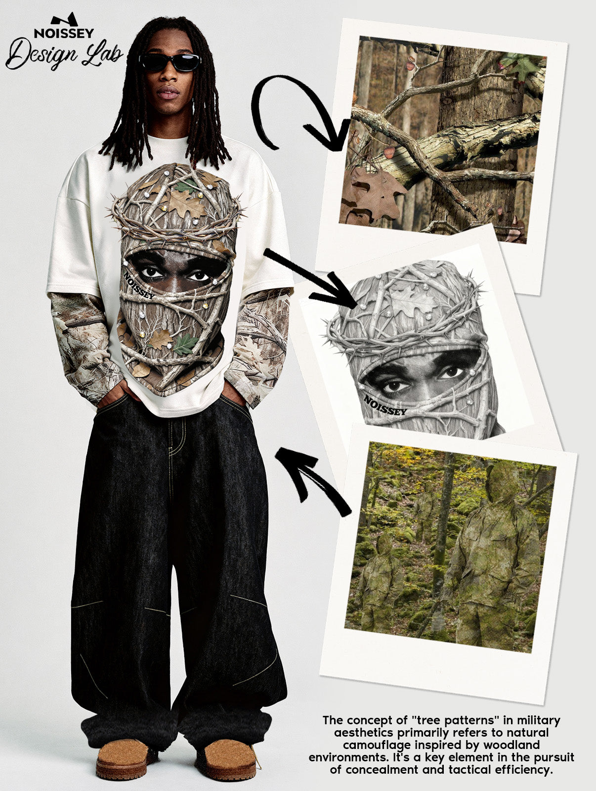 Real tree Camouflage Headgear Print Long-Sleeve Shirt
