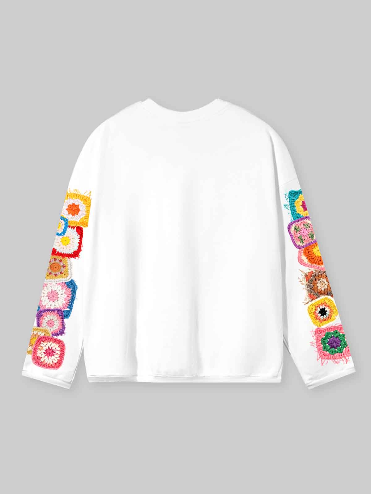 NOISSEY "Dream & Win" Fake Crochet Patchwork Floral & Cash Portrait Graphic Long Sleeve Tee Two Colors