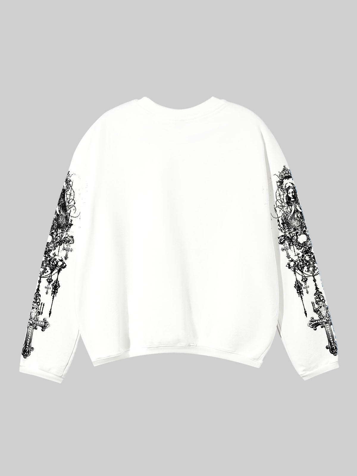 Retro Monochrome Cross Print Air-Layer Long-Sleeve