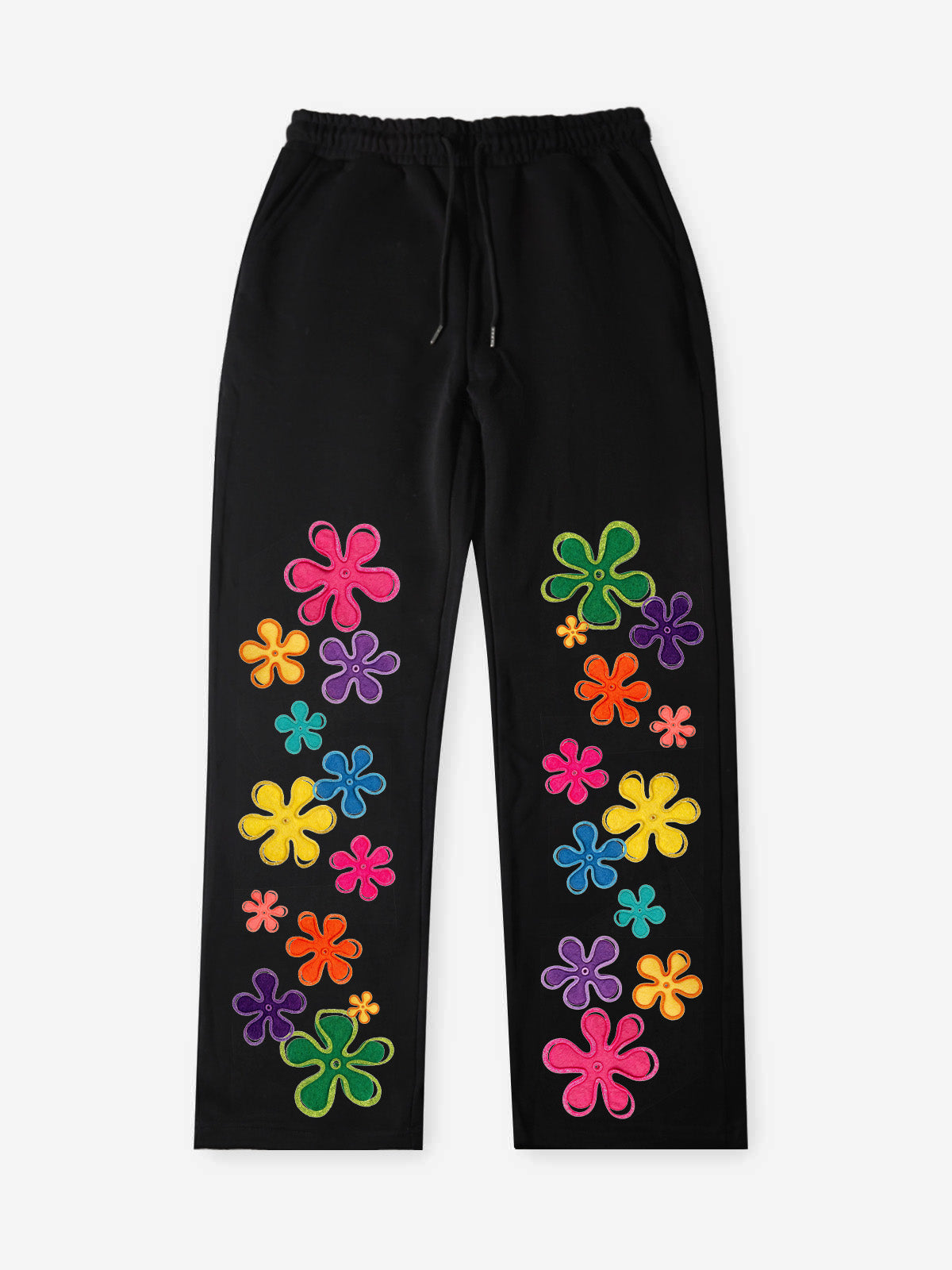 NOISSEY Colorful Floral Graffiti Heavyweight Drawstring Casual Pants