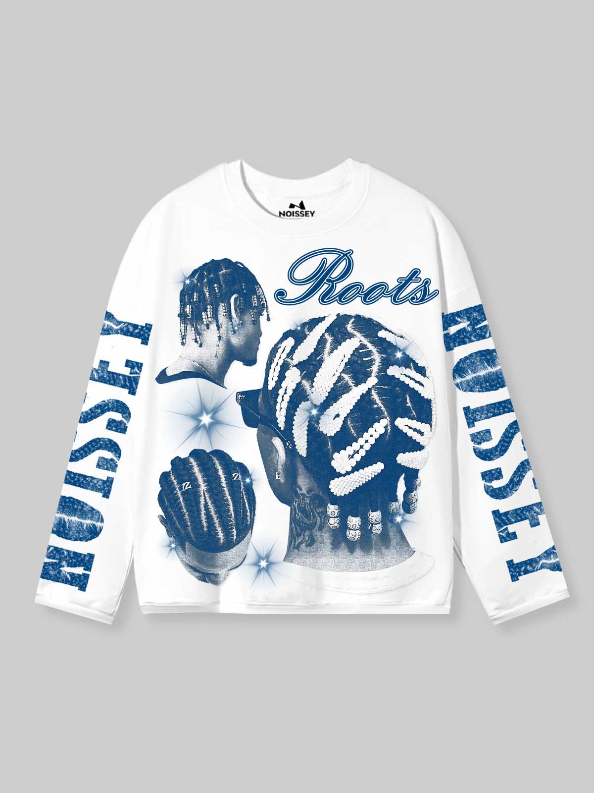 NOISSEY "Roots Deep" Retro Cyanotype Braids Culture Graphic Boxy Sweatshirt